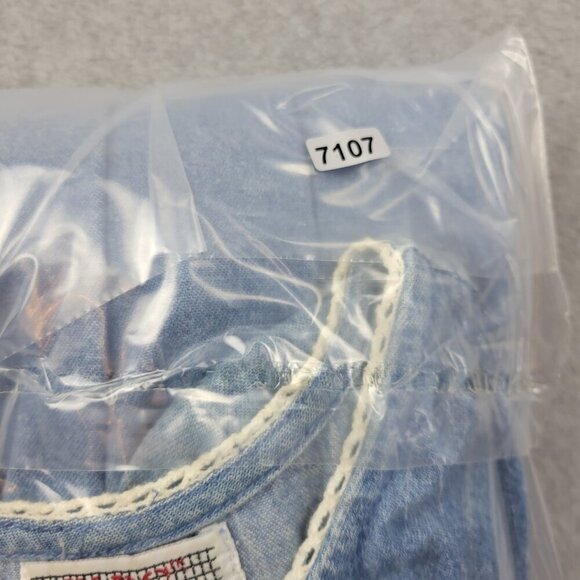 Vintage 80s FADS Womens Size 8 Petite Denim Dress Button Up Lace Pleated Modest - Picture 16 of 16